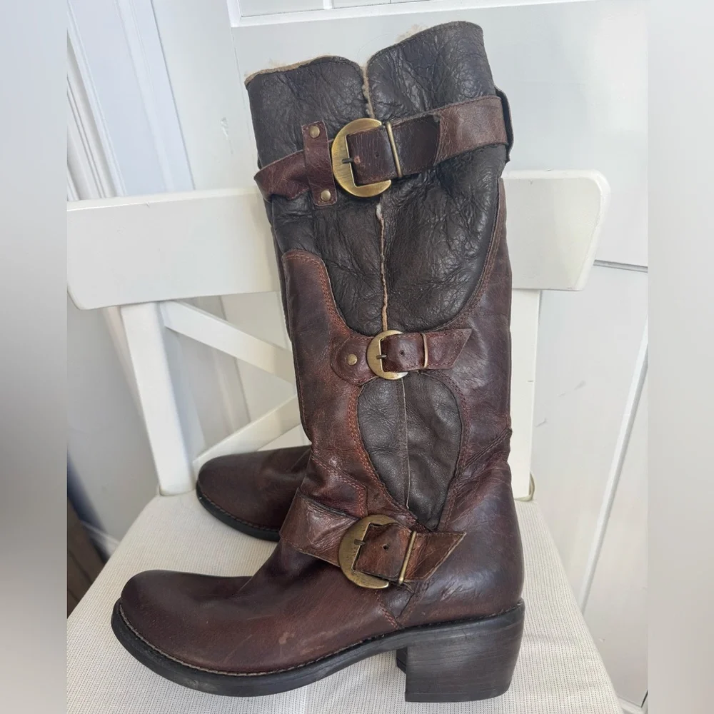 Manas Design Brown Leather Winter Boots Size 37 Made in Italy